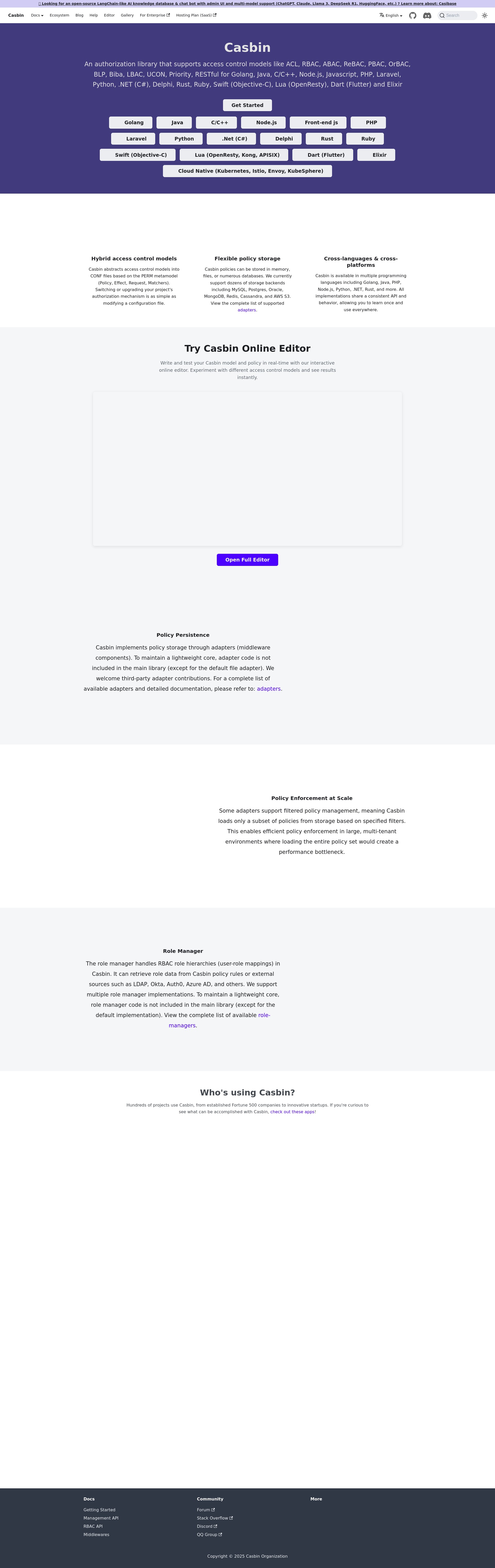 开始使用 · Casbin