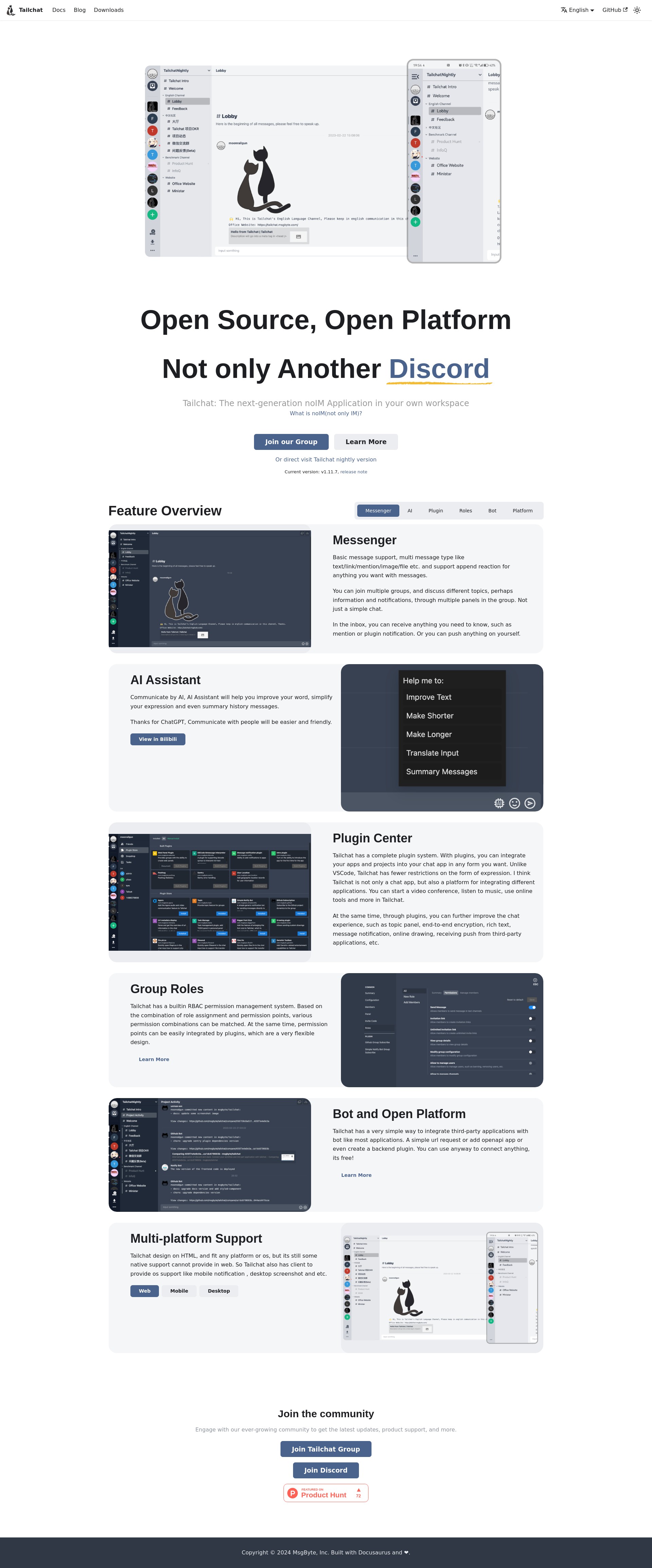 Tailchat - The next-generation noIM Application in your own workspace | Tailchat