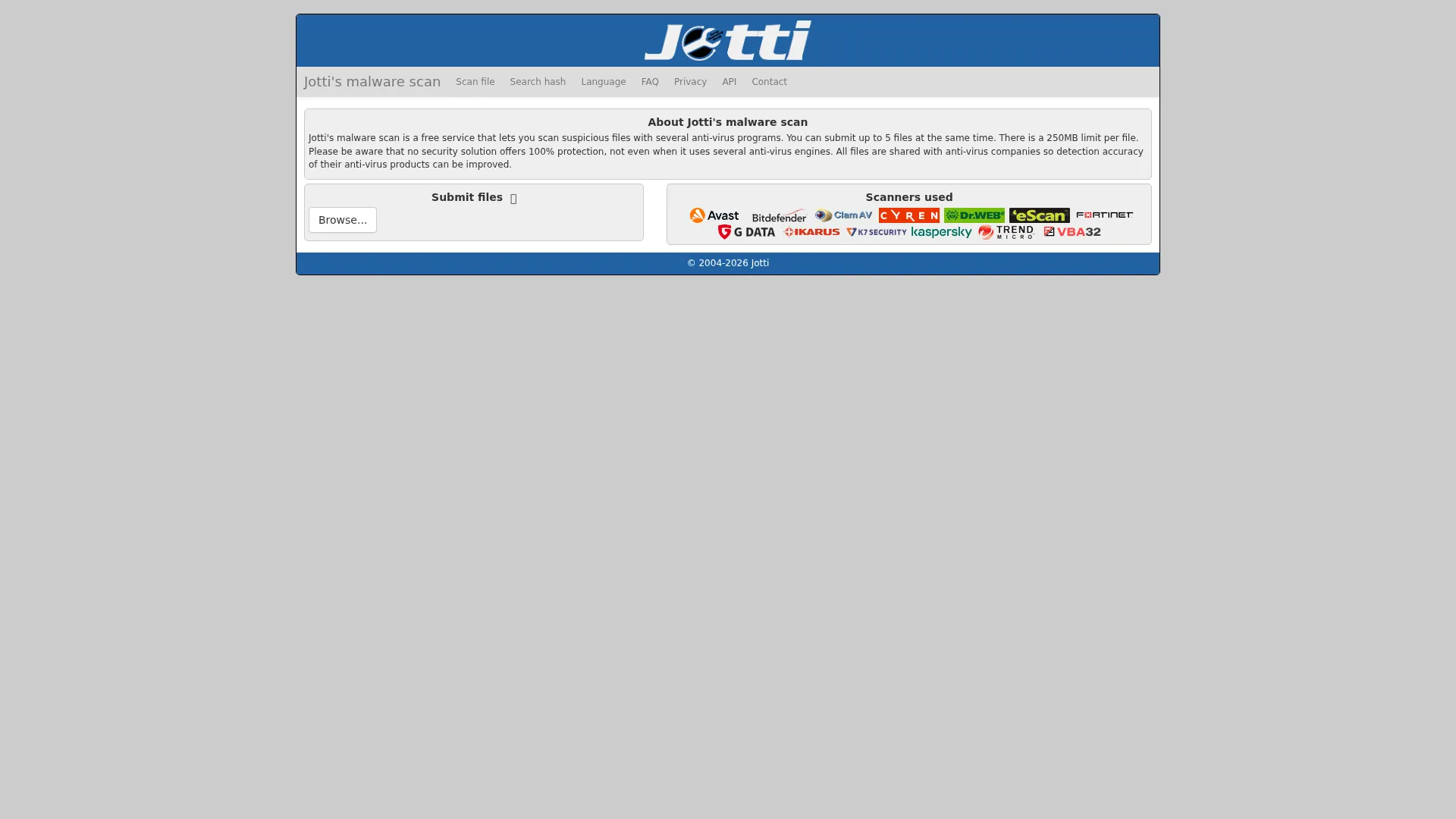 Jotti scan screenshot