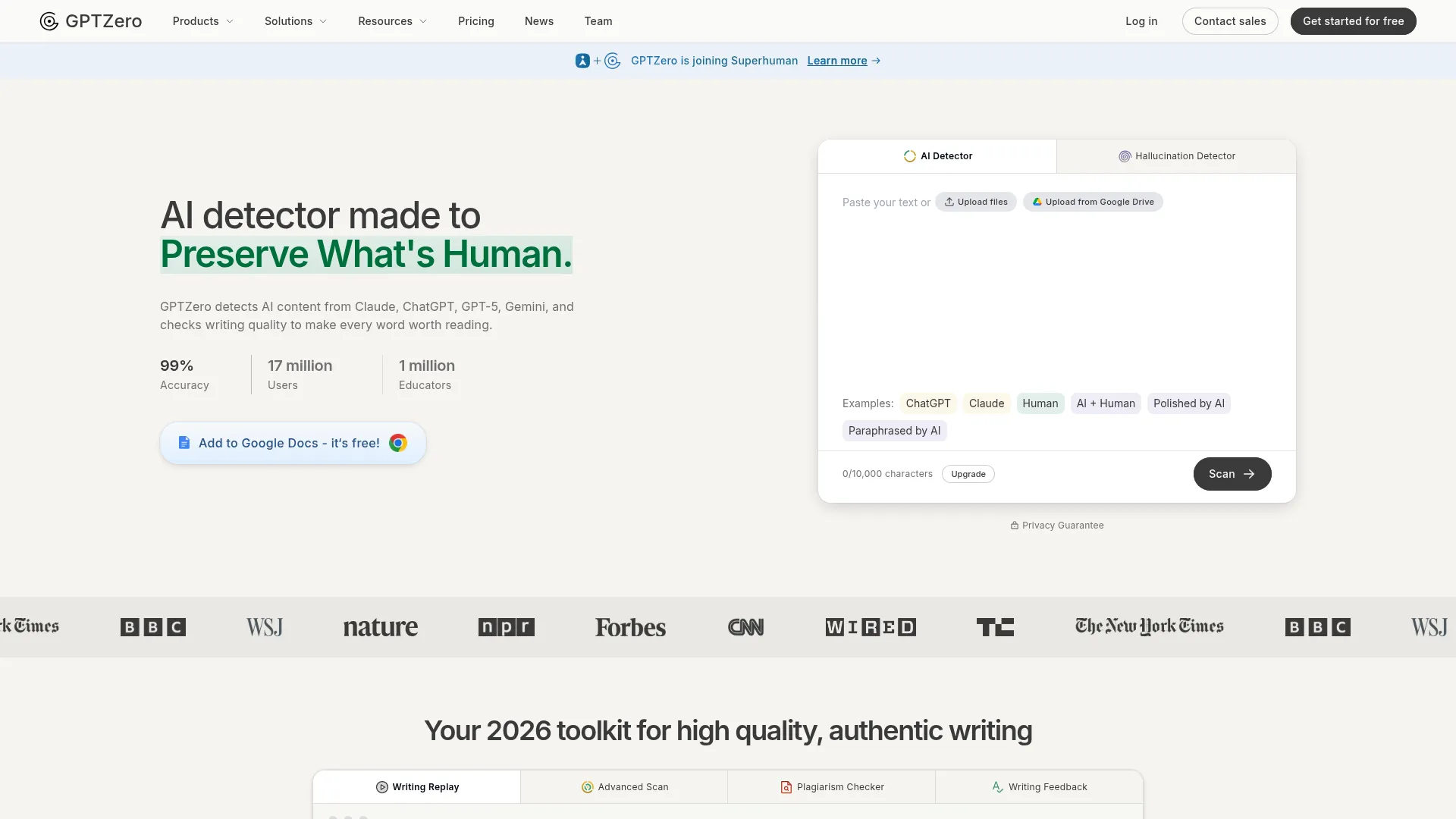 GPTZero screenshot