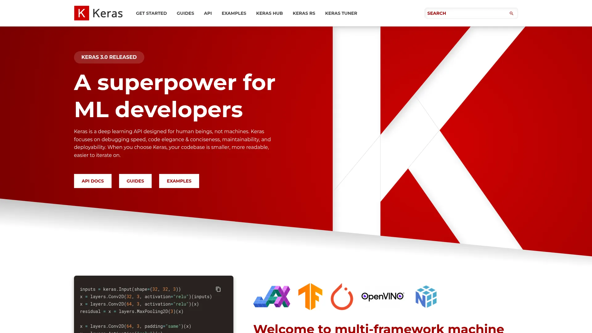 Keras screenshot