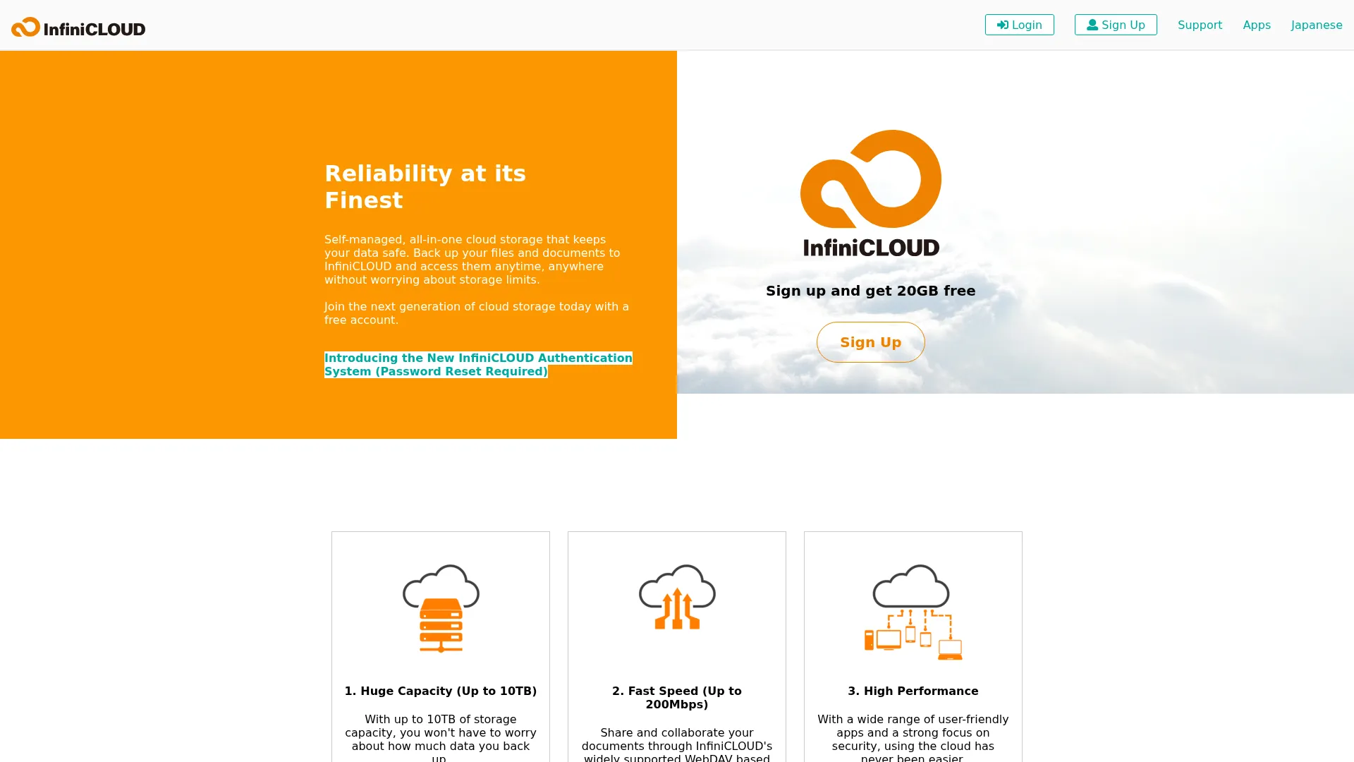 InfiniCLOUD screenshot