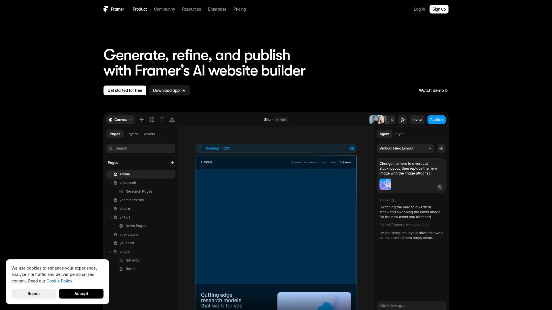Framer AI screenshot