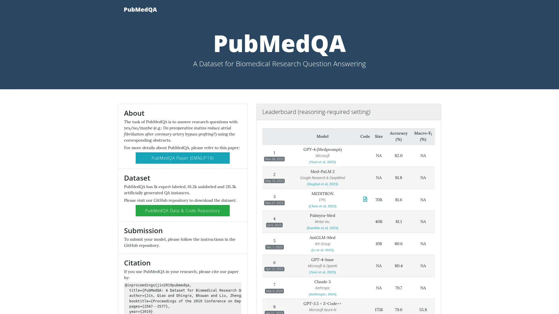 PubMedQA screenshot