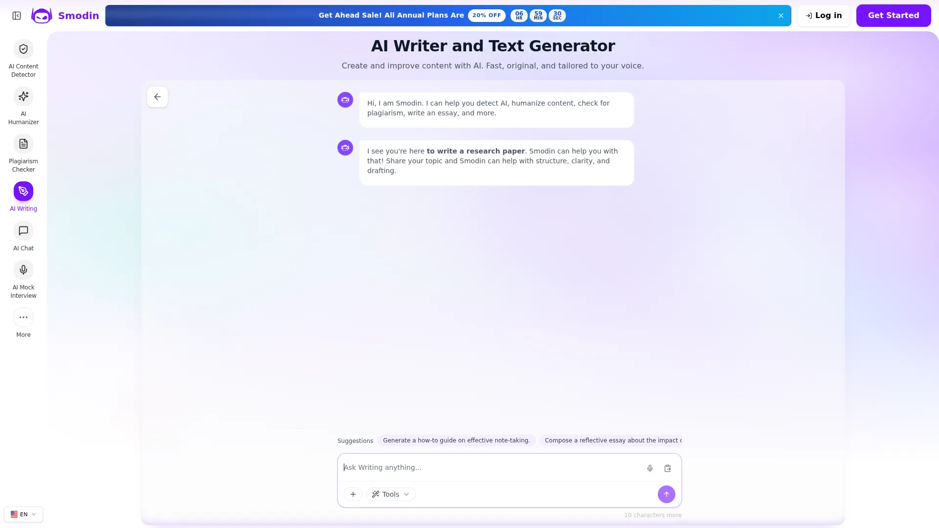 Smodin AI Research Paper screenshot