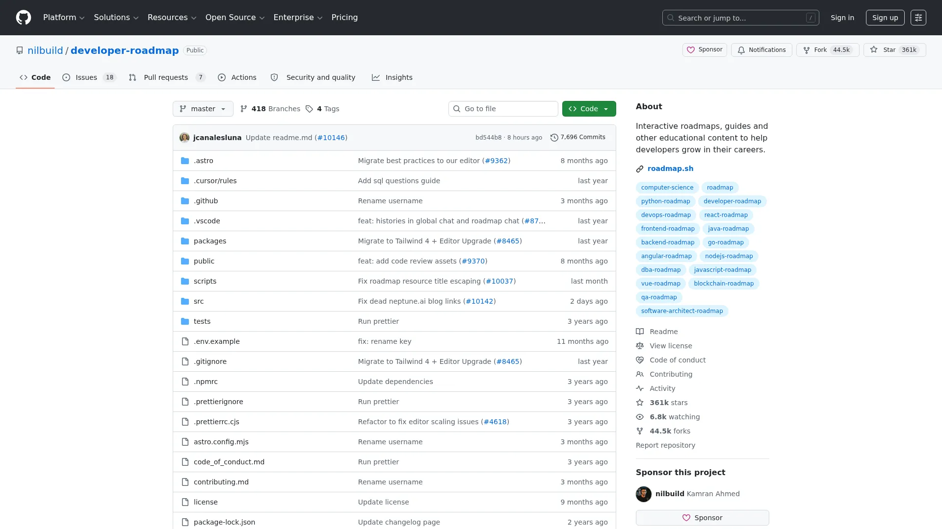 GitHub - kamranahmedse/developer-roadmap: Roadmap to becoming a web developer in 2020 screenshot