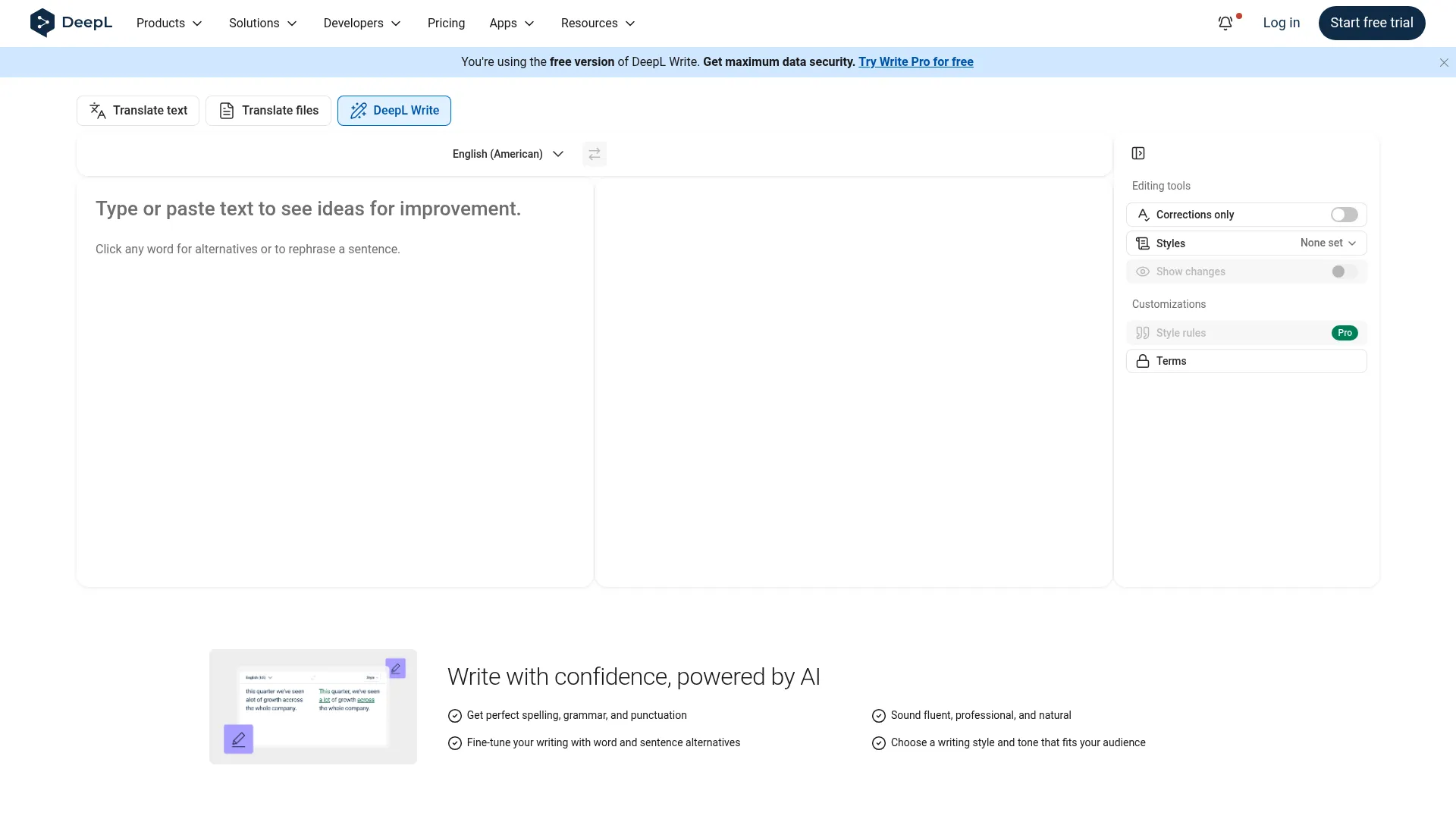 DeepL Write screenshot