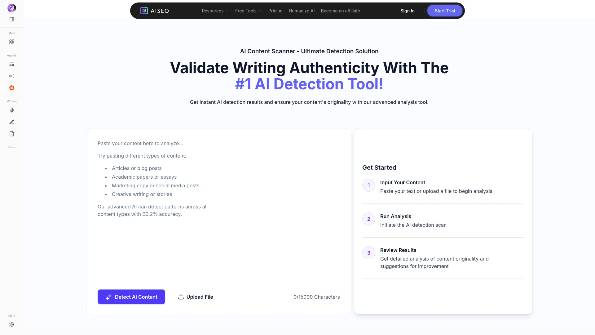 AISEO AI Content Detector screenshot