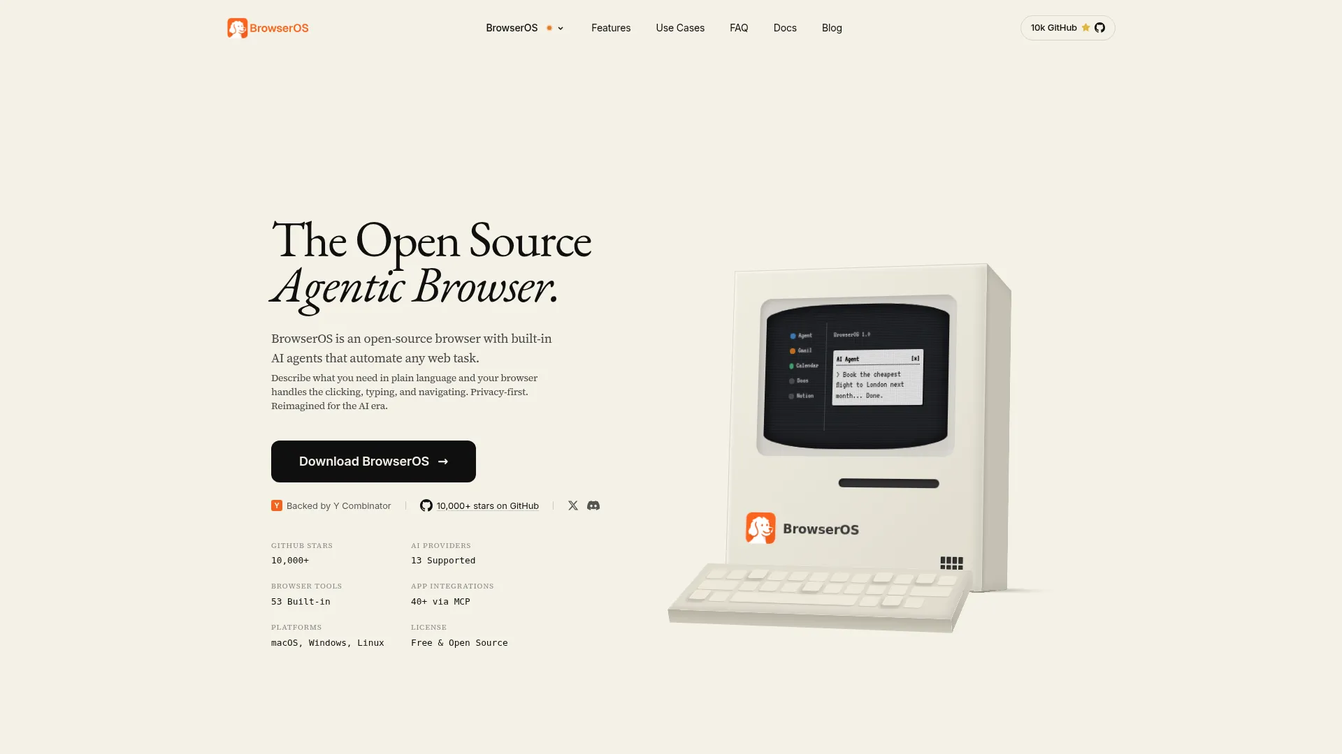 BrowserOS screenshot
