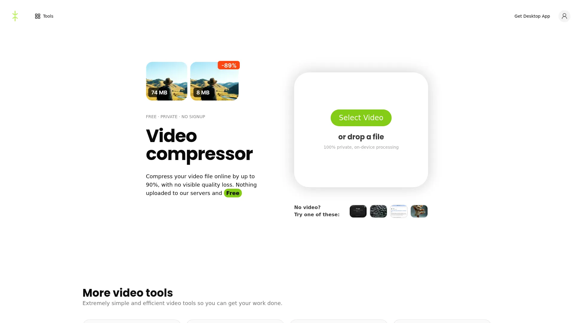 Video file compressor screenshot