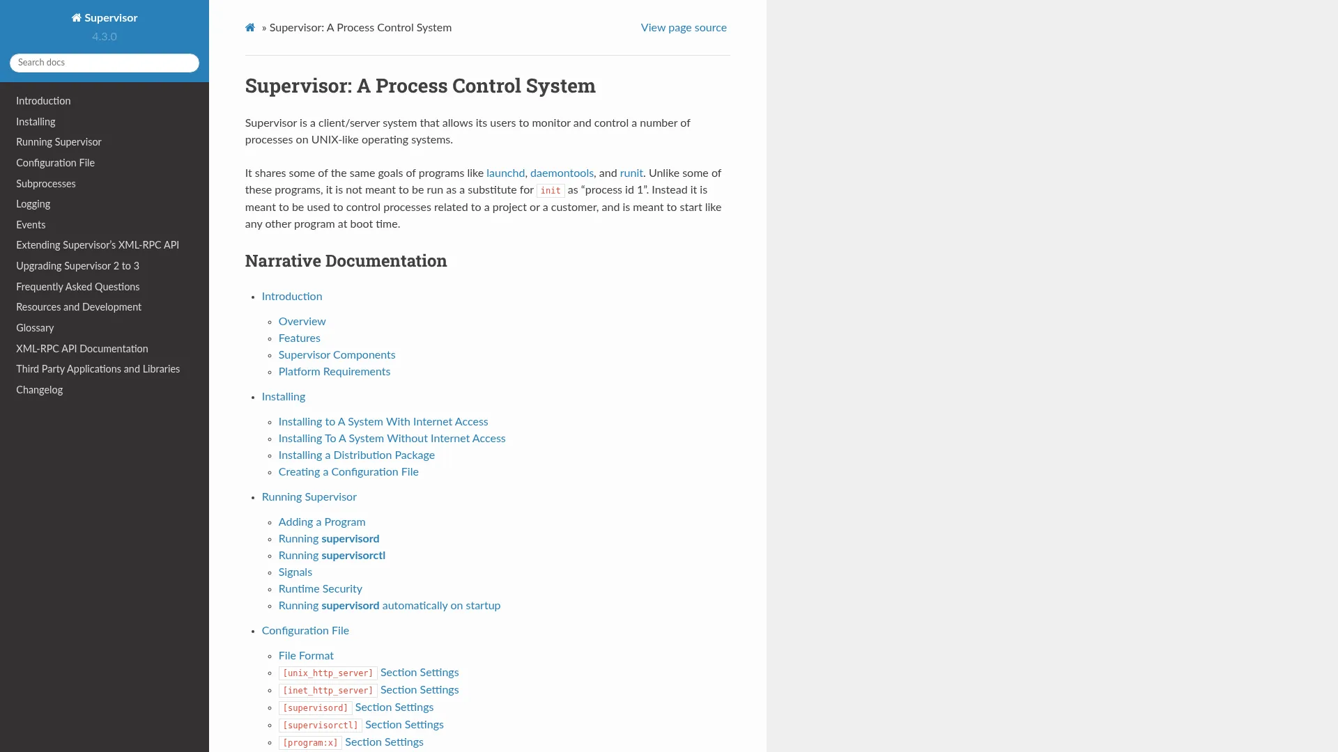 Supervisor: A Process Control System — Supervisor 4.2.5 documentation screenshot
