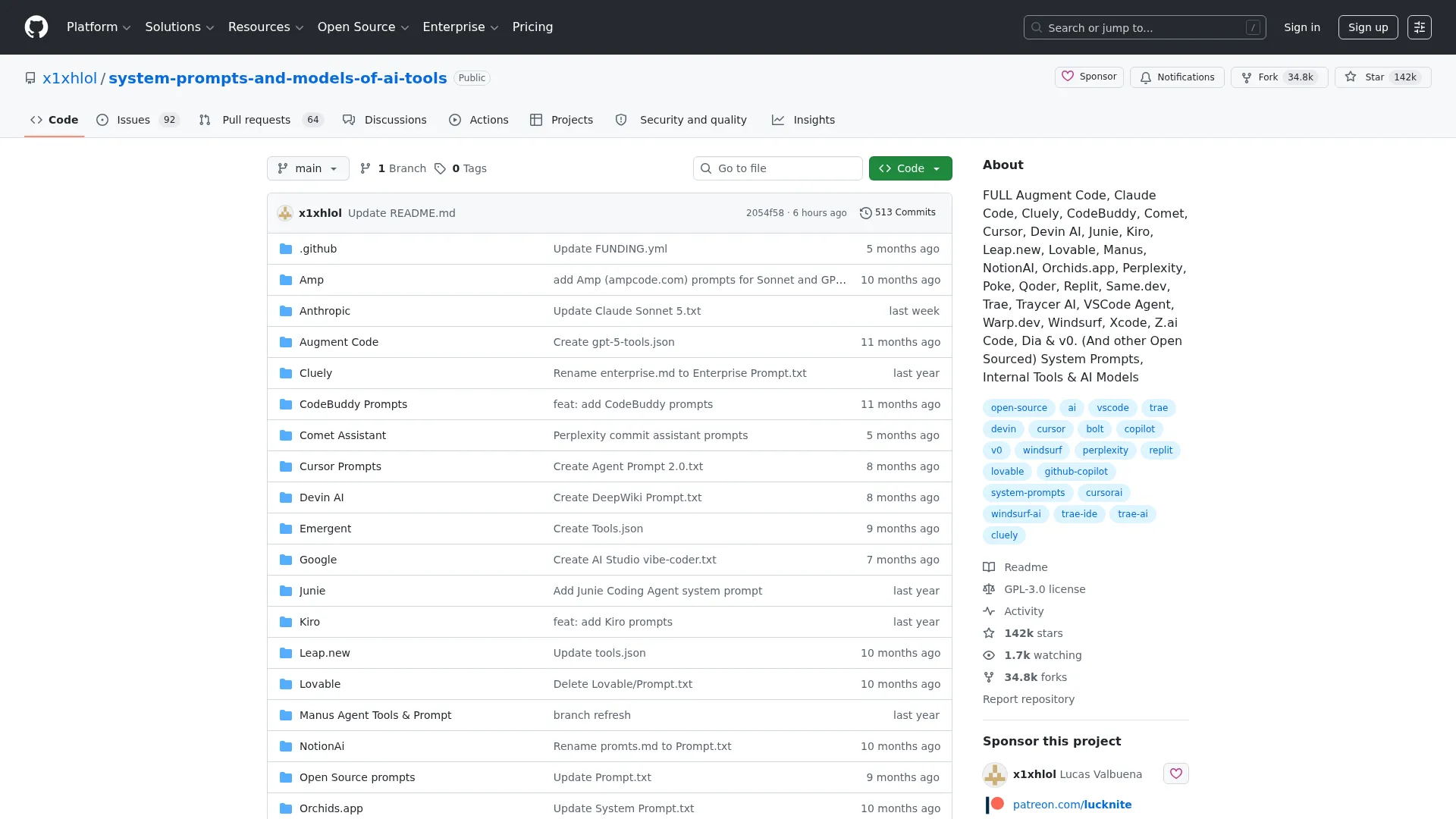 system-prompts-and-models-of-ai-tools screenshot
