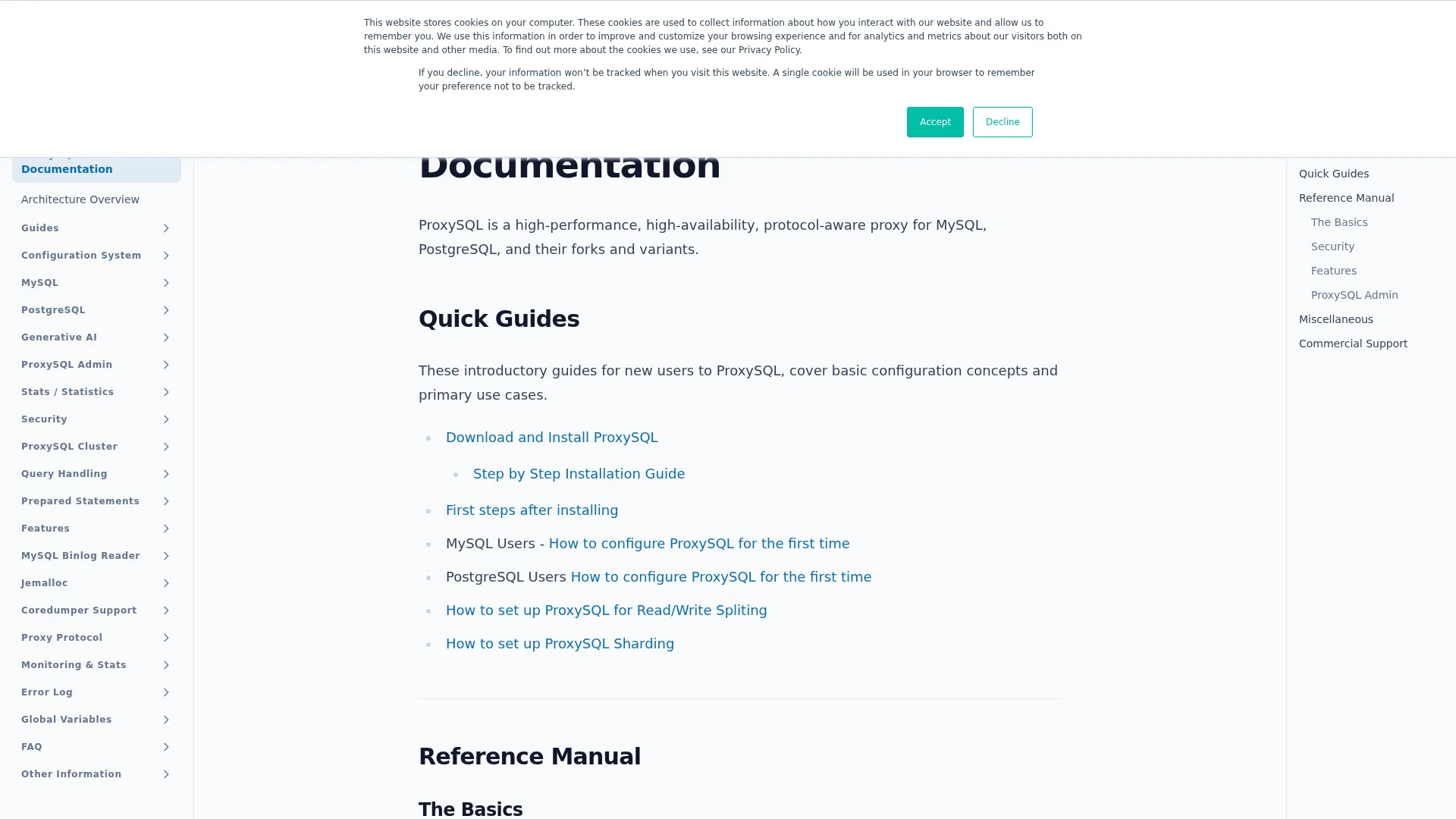 Documentation - ProxySQL screenshot