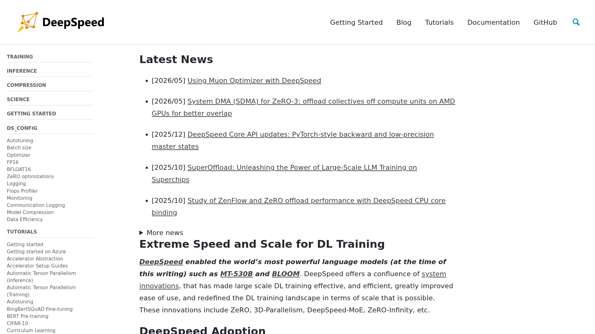 DeepSpeed screenshot