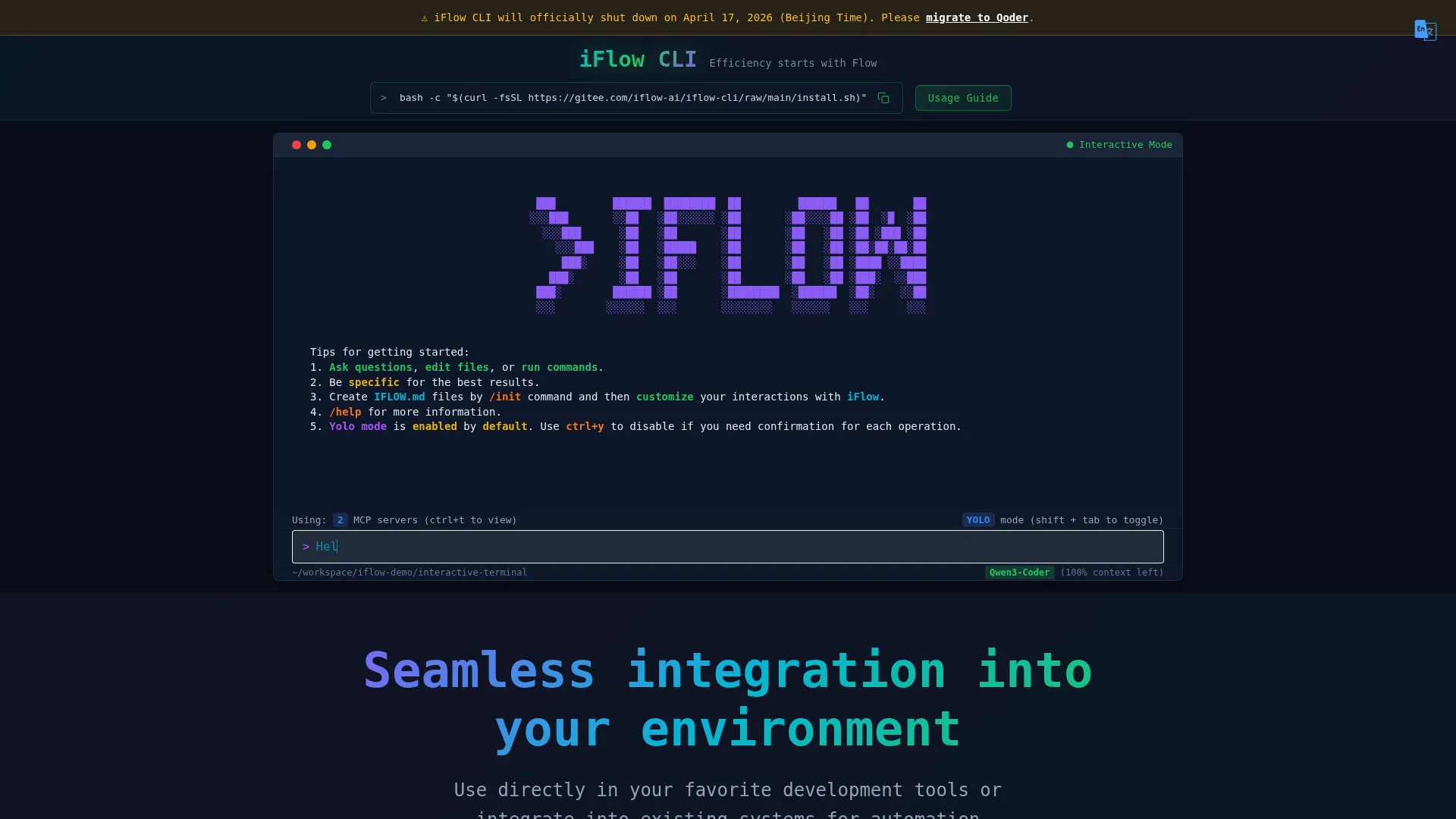 iFlow CLI screenshot
