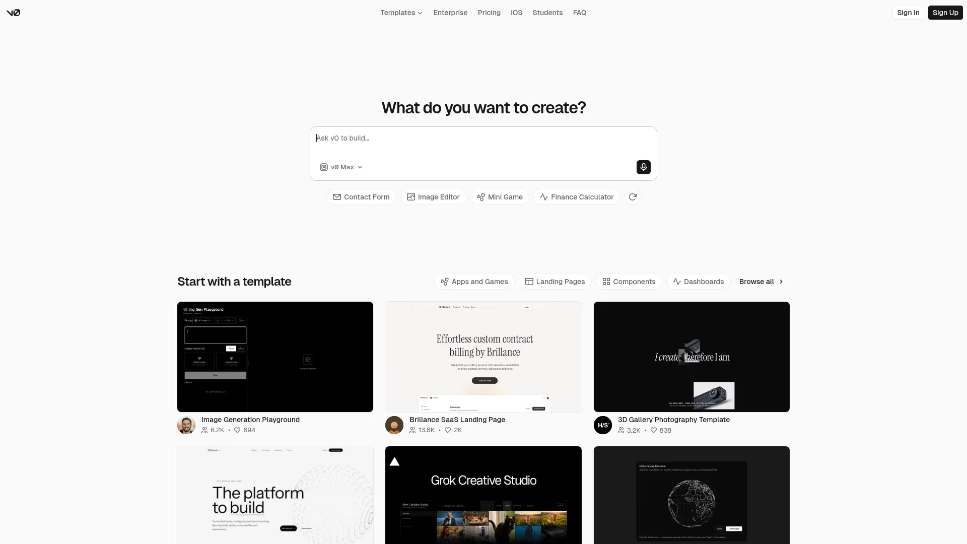 v0.app screenshot