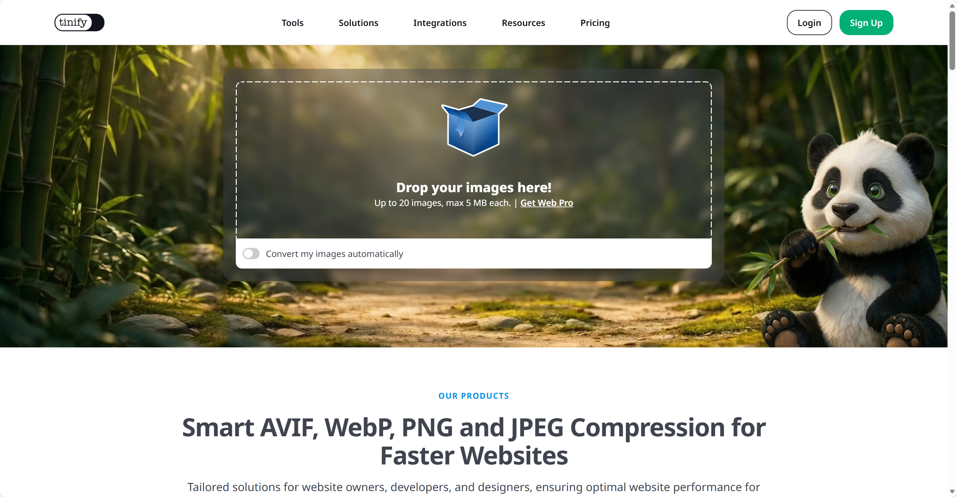 TinyPNG – Compress PNG images while preserving transparency screenshot